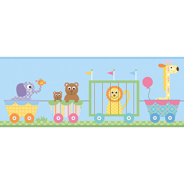 York Wallpaper YS9146BD Peek-A-Boo Circus Train Border