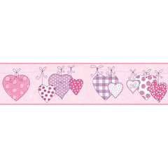York Wallpaper YS9159BD Peek-A-Boo Clothesline Of Patterned Hearts Border