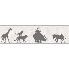 York Wallpaper YS9269BD Peek-A-Boo Safari Border W/Scroll Bkgrd
