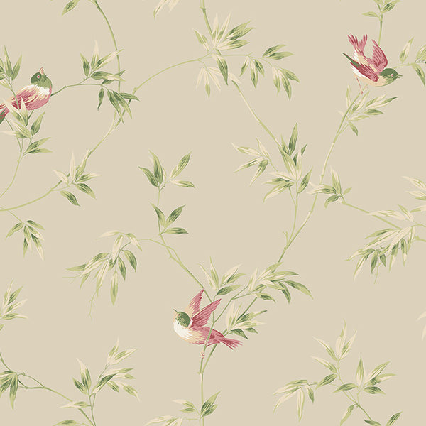 York YV8937 Ashford House Blooms Songbirds Wallpaper