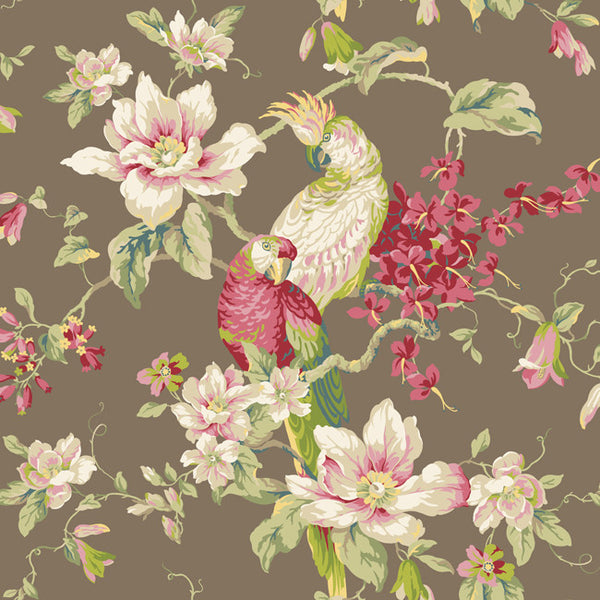 York Wallpaper YV9031 Ashford House Blooms  Tropical Birds with Magnolias