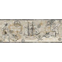 York Wallpaper ZB3101B Boys Will Be Boys Pirate Map Border