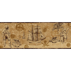 York Wallpaper ZB3103B Boys Will Be Boys Pirate Map Border