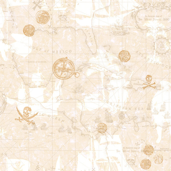 York ZB3106 Boys Will Be Boys Pirate Map Wallpaper