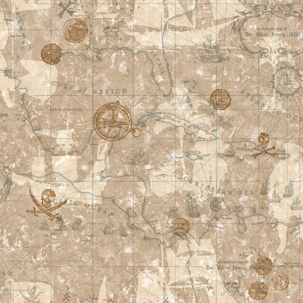 York ZB3108 Boys Will Be Boys Pirate Map Wallpaper