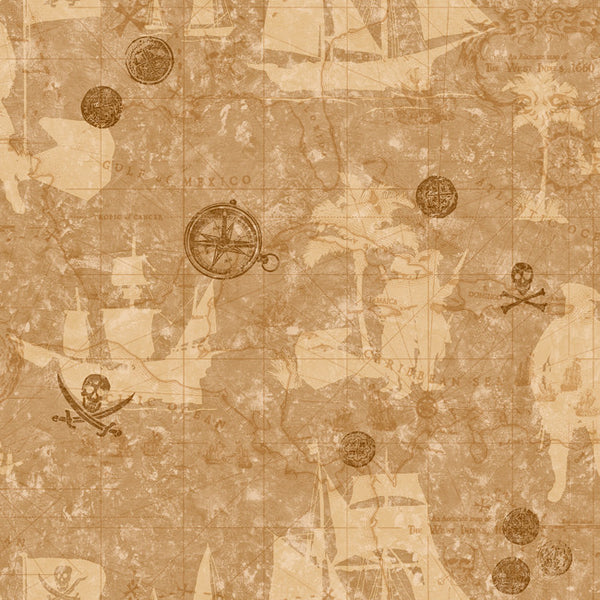 York ZB3109 Boys Will Be Boys Pirate Map Wallpaper