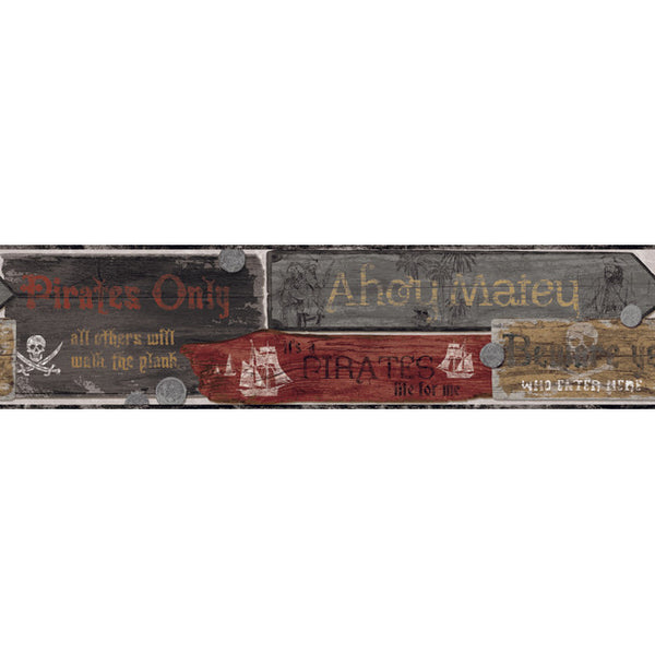 York Wallpaper ZB3113BD Boys Will Be Boys Pirate Sign Border