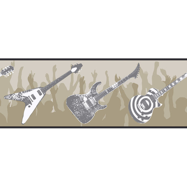 York Wallpaper ZB3119B Boys Will Be Boys Guitar Border