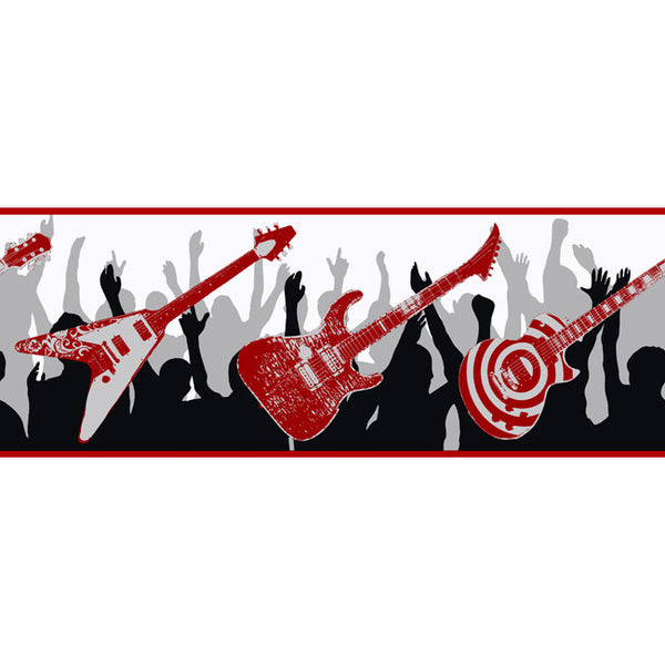 York Wallpaper ZB3120B Boys Will Be Boys Guitar Border