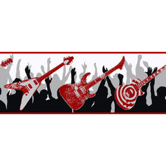 York Wallpaper ZB3120B Boys Will Be Boys Guitar Border