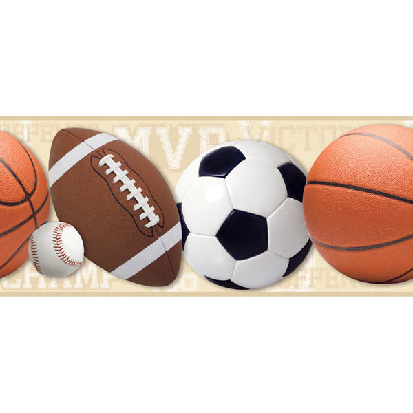 York Wallpaper ZB3181BD Boys Will Be Boys Sports Ball Border