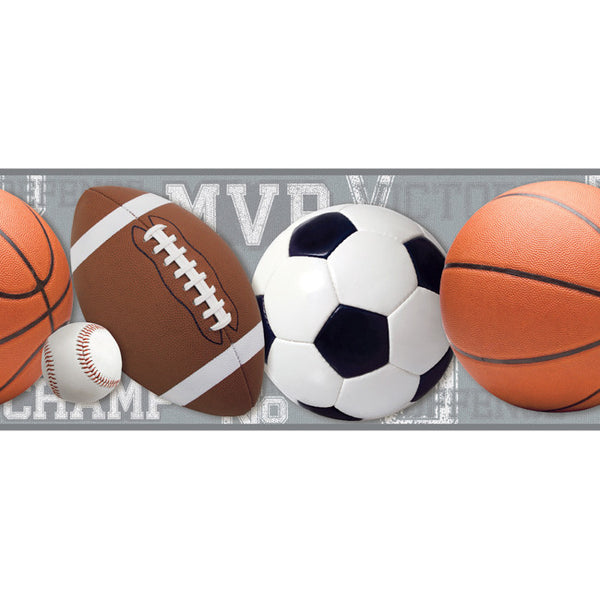 York Wallpaper ZB3182BD Boys Will Be Boys Sports Ball Border