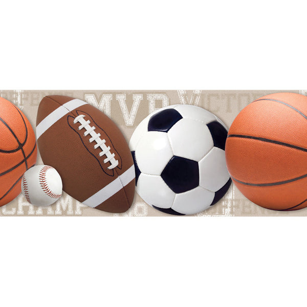 York Wallpaper ZB3184BD Boys Will Be Boys Sports Ball Border
