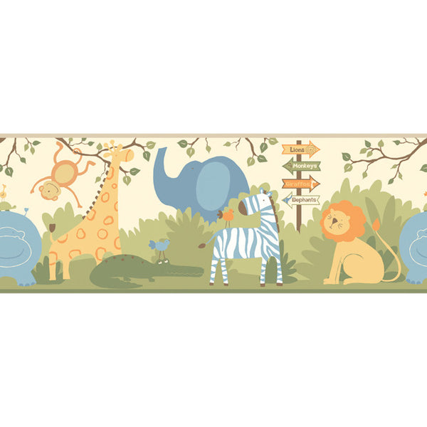 York Wallpaper ZB3206BD Boys Will Be Boys A Day at the Zoo Border