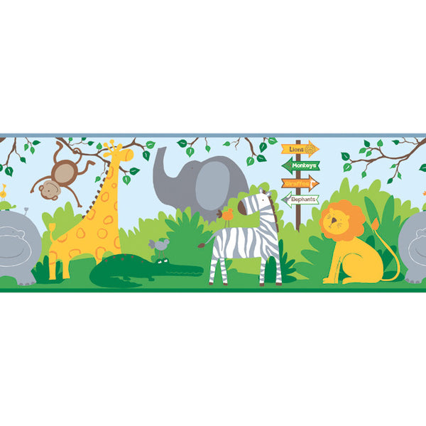 York Wallpaper ZB3207BD Boys Will Be Boys A Day at the Zoo Border