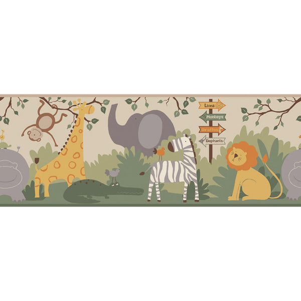 York Wallpaper ZB3208BD Boys Will Be Boys A Day at the Zoo Border