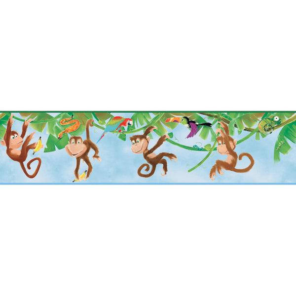 York Wallpaper ZB3217BD Boys Will Be Boys Monkey Border