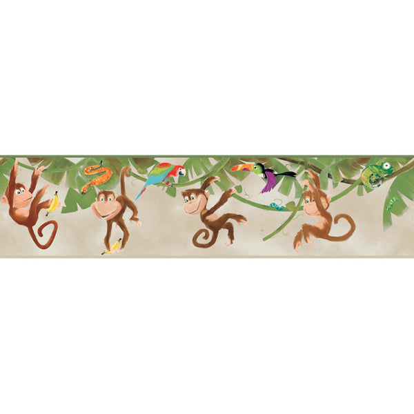 York Wallpaper ZB3218BD Boys Will Be Boys Monkey Border