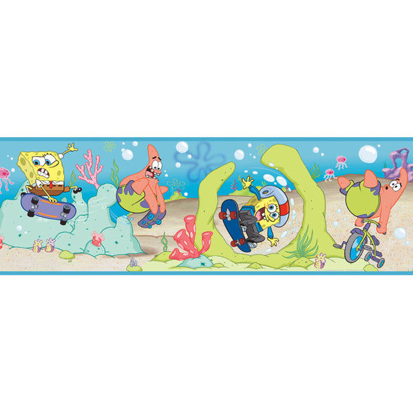 York Wallpaper ZB3249BD Boys Will Be Boys Sponge Bob Border