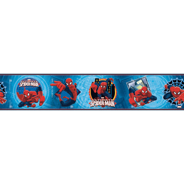 York Wallpaper ZB3262BD Boys Will Be Boys Ultimate Spiderman Badge Border